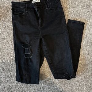 Abercrombie & Fitch Black Skinny Jeans with Distressing